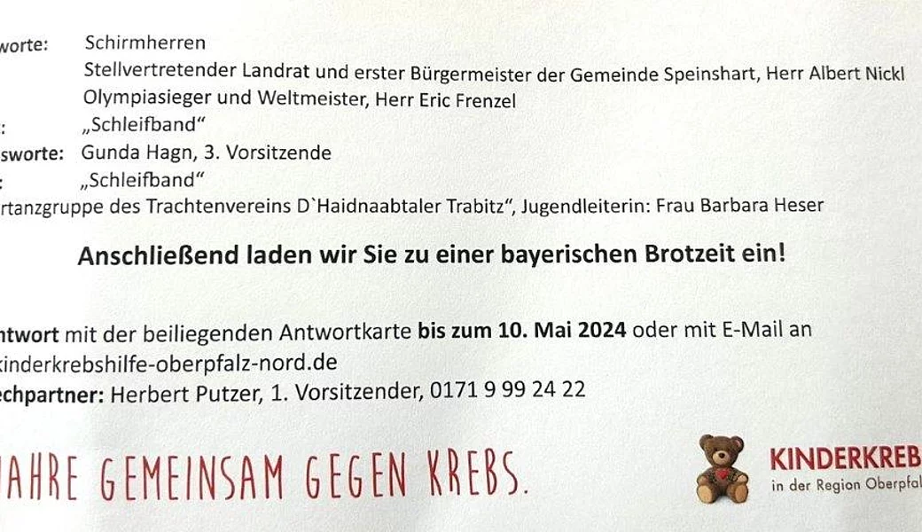 Vorschau: 20 Jahre Kinderkrebshilfe Nordoberpfalz