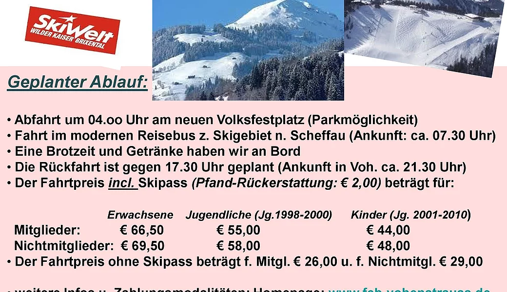 Vorschau: Skifahrt Scheffau