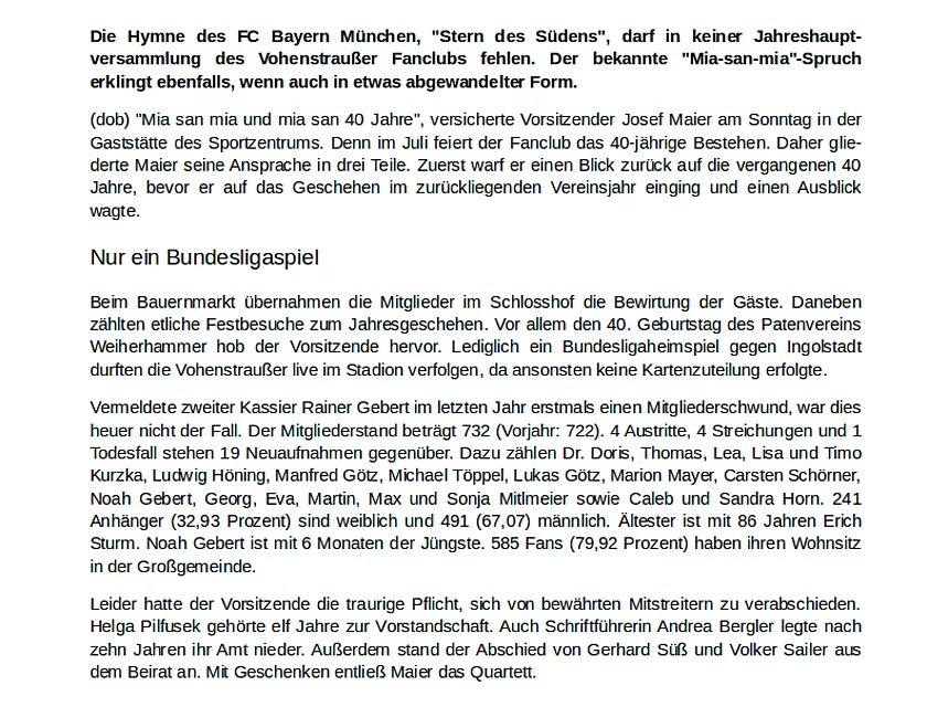 Jahreshauptversammlung — Foto