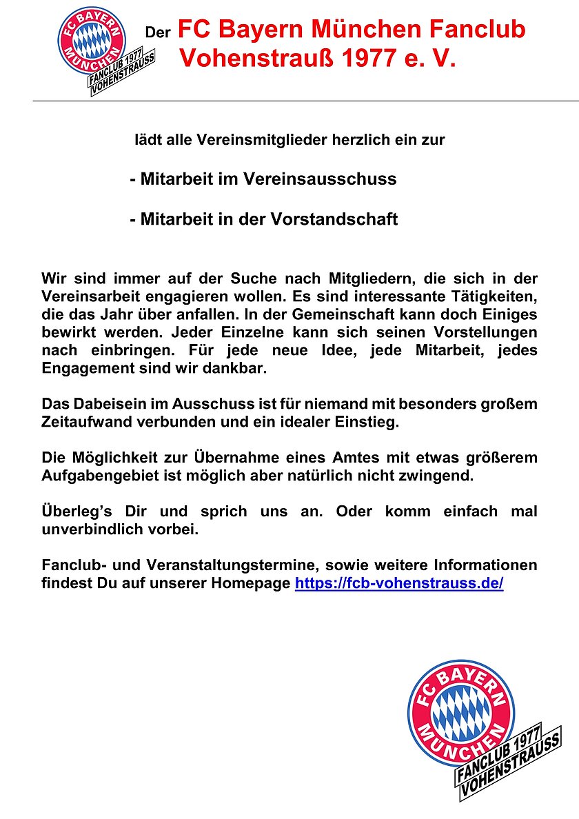 Aushang: Aufruf zur Mitarbeit